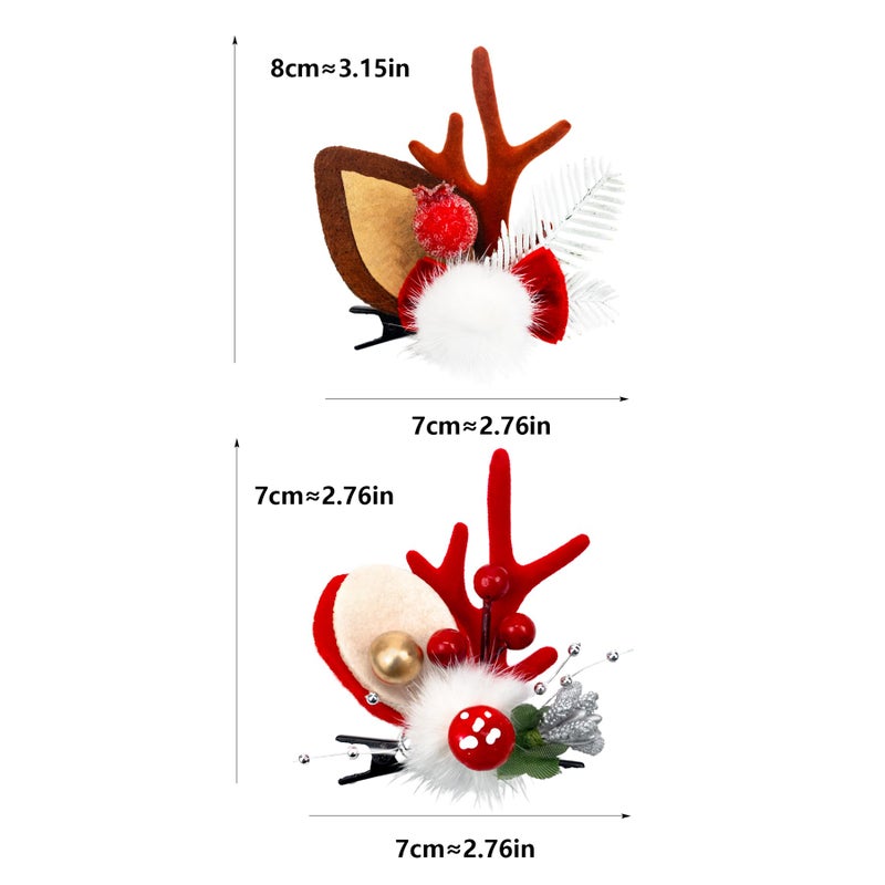 TOECWEGR Deer Antler Headbands Christmas Flower Branches Hair Clips Hoop Reindeer Antlers Headband Photo Shoot Forest Holiday Beauty Headdress - Image 3